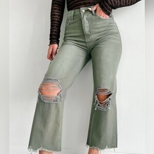 Vervet Flying By Monkey Leslie High Rise 90s Distressed Crop Flare Jeans